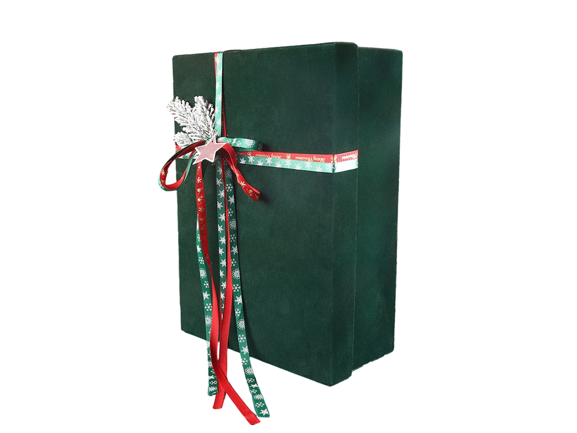 Caixa de Presente de Natal com Decoração de Maçã e Veludo Vermelho LAXISCREED