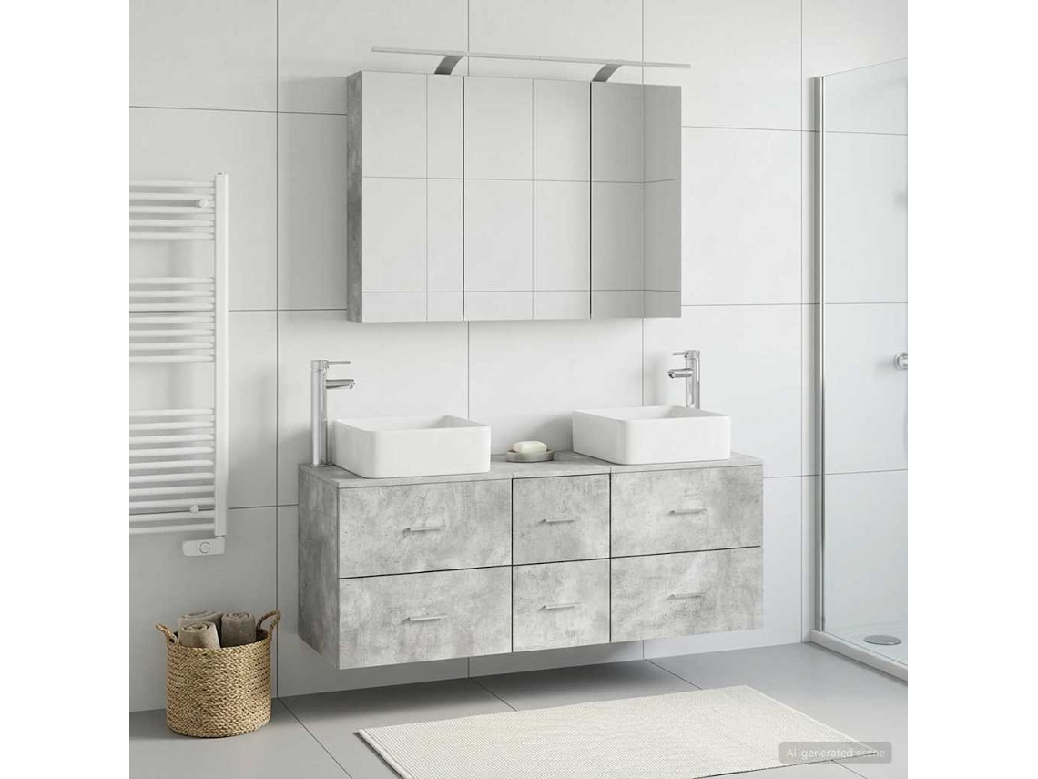 Vidaxl Conjunto De Móveis Para Banheiro 4 Pcs Cinzento Cimento