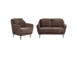 Conjunto De Sala De Estar Beliani Eiby De Chenilla Marrón 148x91x80