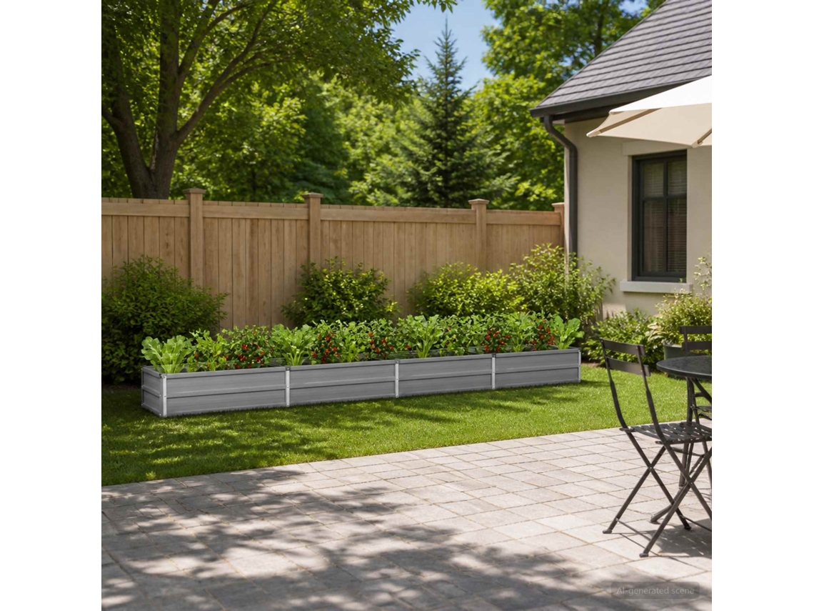 Vidaxl Cama De Jardim Elevada Cinzento 320 X 40 X 24 Cm