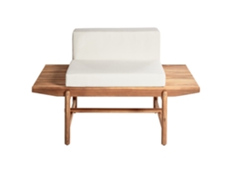 Banco De Jardim Com Almofada Beliani Giaveno De Madeira De Acácia Branco Creme 135x65x84