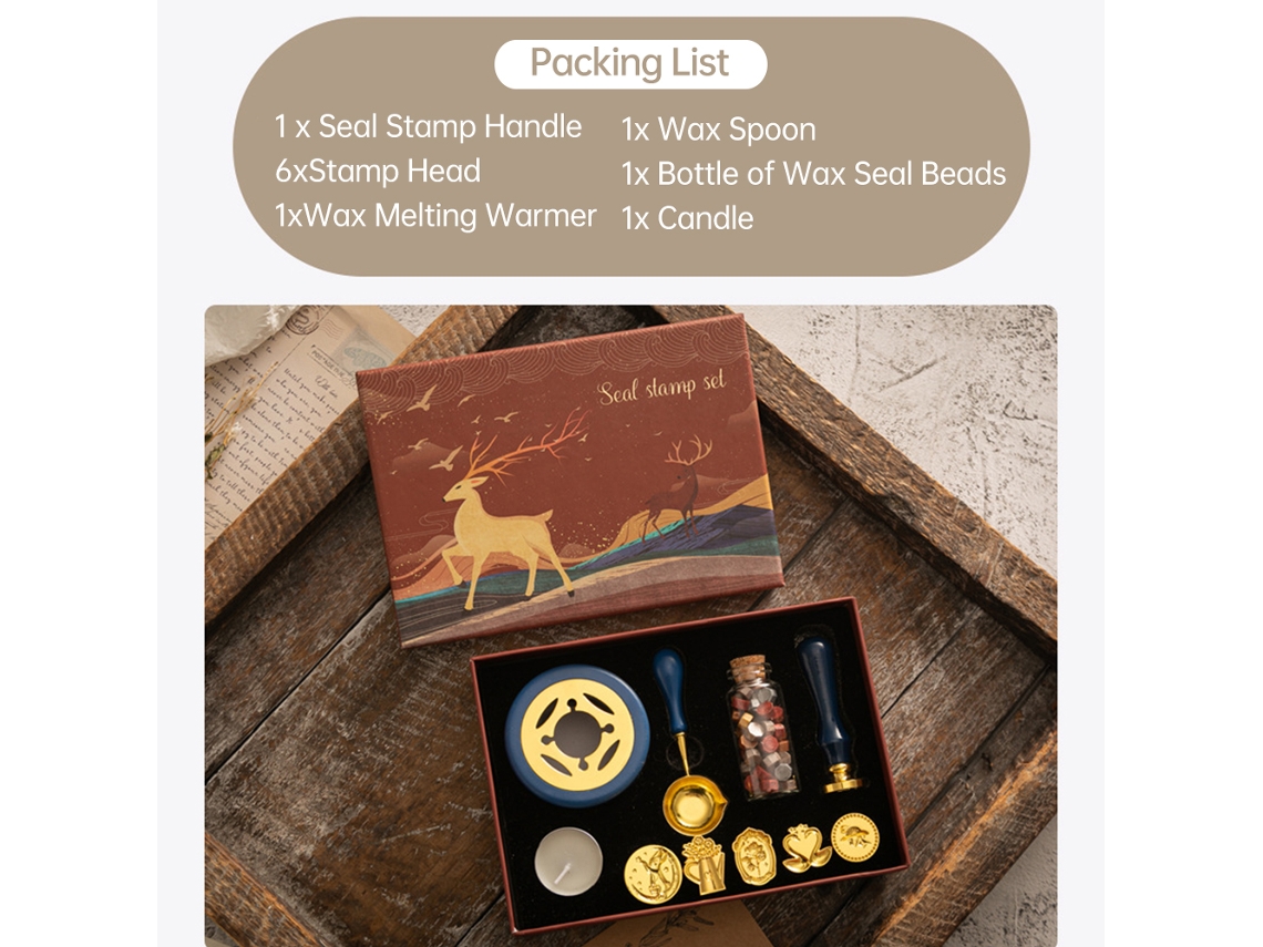 Kit De Selos De Cera Com 6 Selos E Cera Para Cartas, Convites E Artesanato