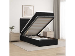 Vidaxl Cama Ottoman Com Colchão E Led Preto 90 X 200 Cm Tecido