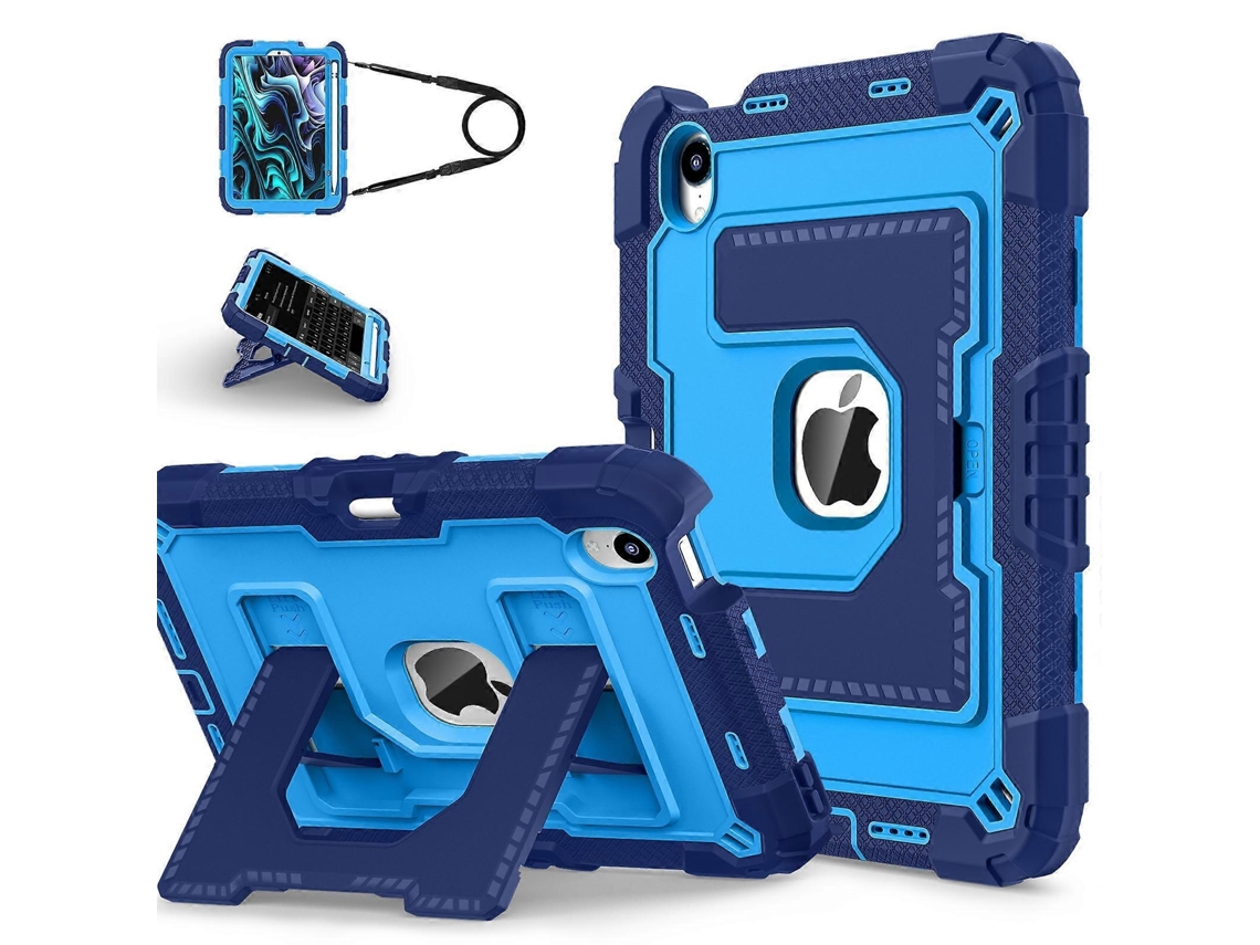Capa Protetora Em Silicone E Pc Com Suporte E Porta-caneta Para Ipad Mini (2021), Azul Elysve