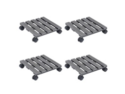 Vidaxl Carrinhos Para Vasos 4 Pcs 30x30x7,5 Cm Wpc Cinzento