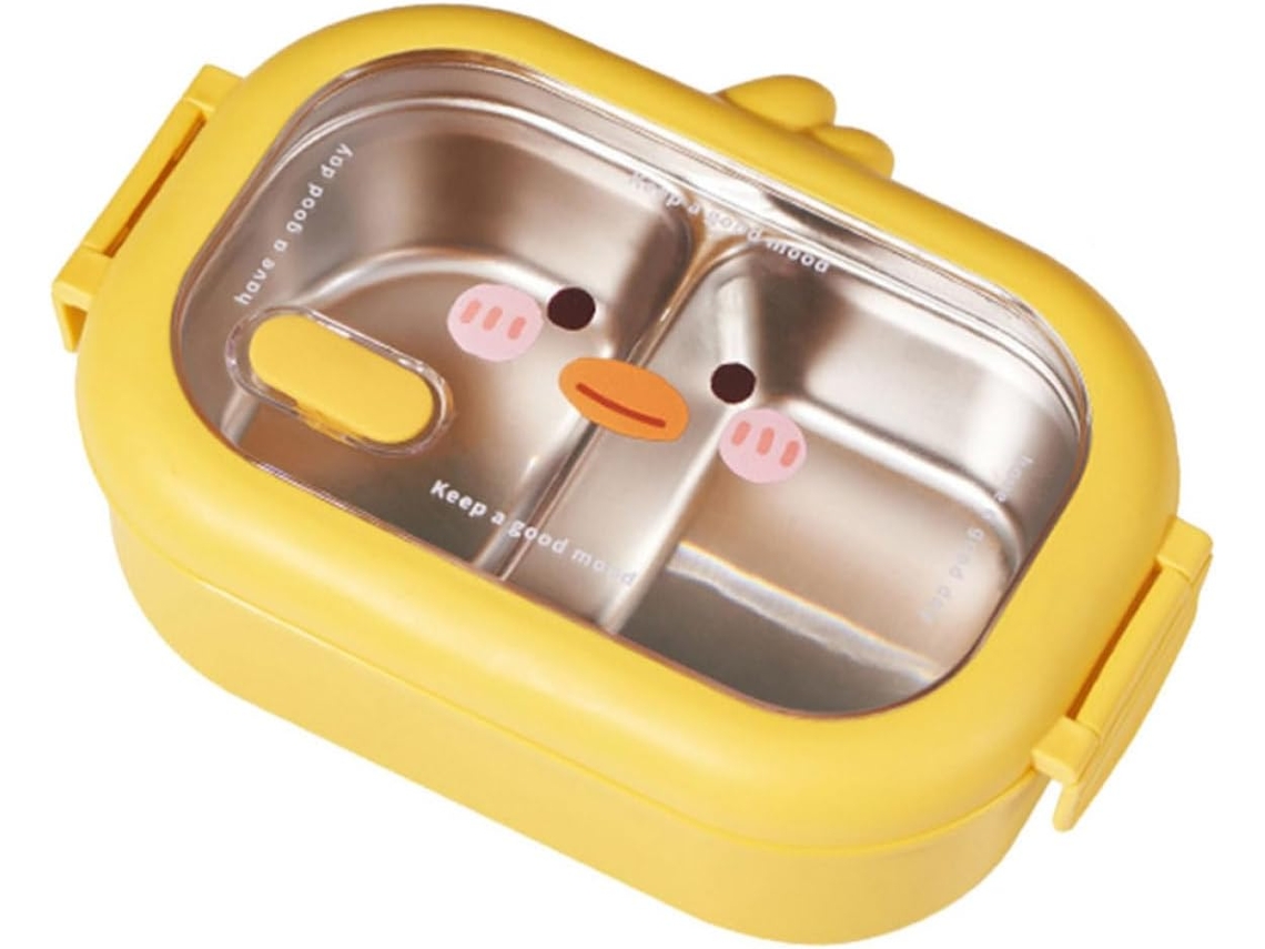 Lancheira De Aço Inoxidável 950ml Com Compartimentos E Tampa, Ideal Para Escritório E Piquenique