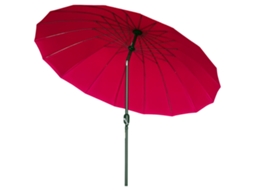 Guarda-sol reto redondo inclinável para jardim 18 varetas manivela mastro de metal e fibra de vidro Ø2,5m poliéster vermelho vinho BTFORUS