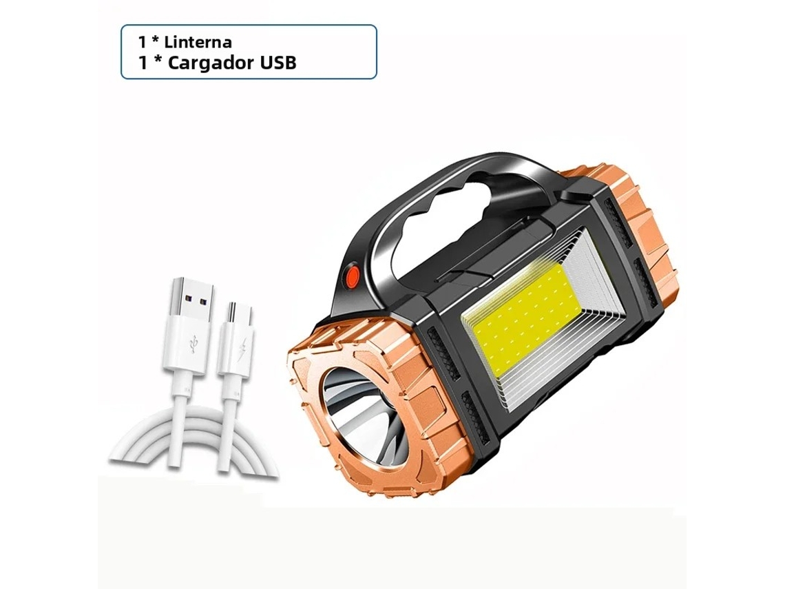 (dourada) Lanterna Led Recarregável De Alta Potência, Multifuncional E Portátil, Com Luz Lateral E À Prova D'água.