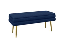 Banco 2 em 1, com assento de veludo, pernas de aço, azul dourado, 100x37,5x42cm S/MARCA