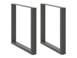 Vidaxl Pés Para Mesa De Jantar Em Formato De U, 2 Peças, Antracite, 80x(72-73) Cm, Aço