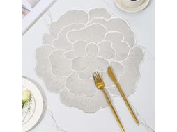 Toalha De Mesa Para Jantar Em Cetim Com Acabamento Em Dourado, Rosa De Silêncio, 4 Peças