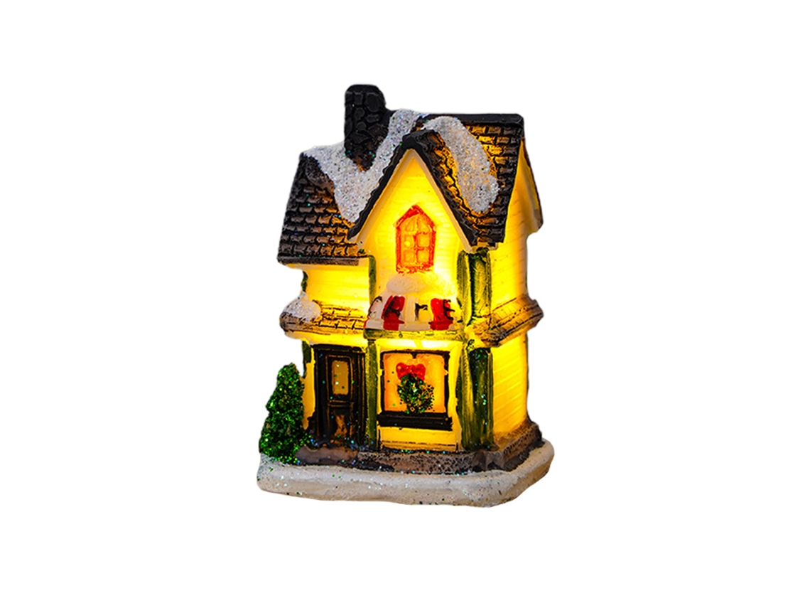 Decoração Natal Resina Pequena Casa Iluminação Neve Presente LAXISCREED