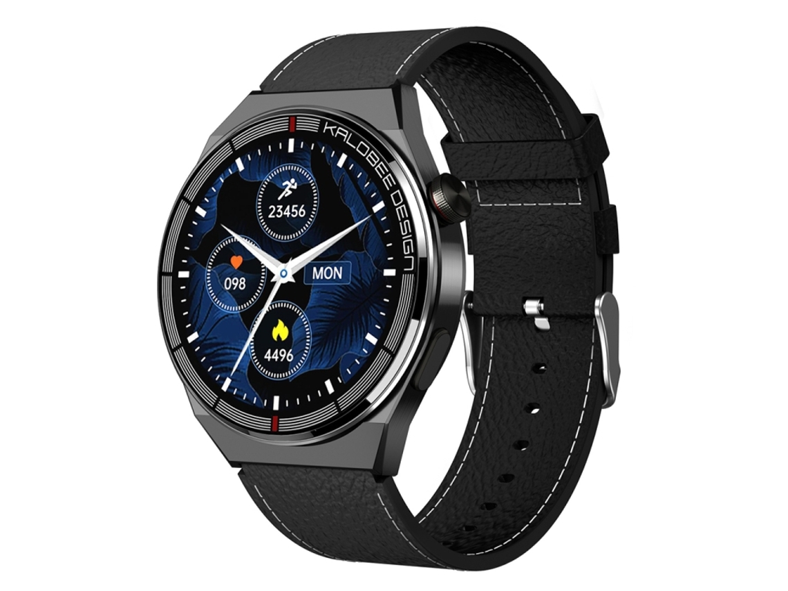 (preto) Relógio Inteligente Com Pulseira De Couro De 1,3 Polegadas, Classificação Ip68 E Suporte Para Chamadas Bluetooth.