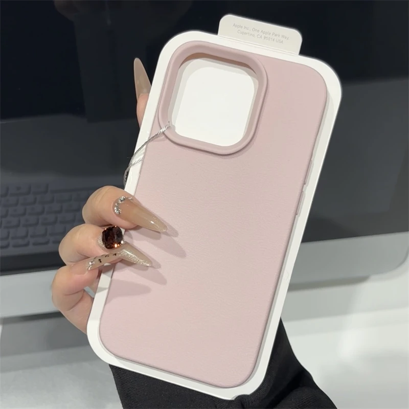 Capa De Celular Com Textura De Couro Sintético Macio (rosa Para Iphone 14 Plus)