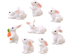 Enfeite de Coelho em Miniatura, 8 Peças de Miniaturas Coelhos, Mini R BRILVIBERA