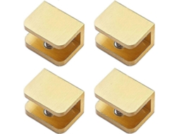4 Abrazaderas de Vidrio de Latón, Soporte para Estante Sin Perforar En Vidrio (para Vidrio 10mm 12mm, Oro)