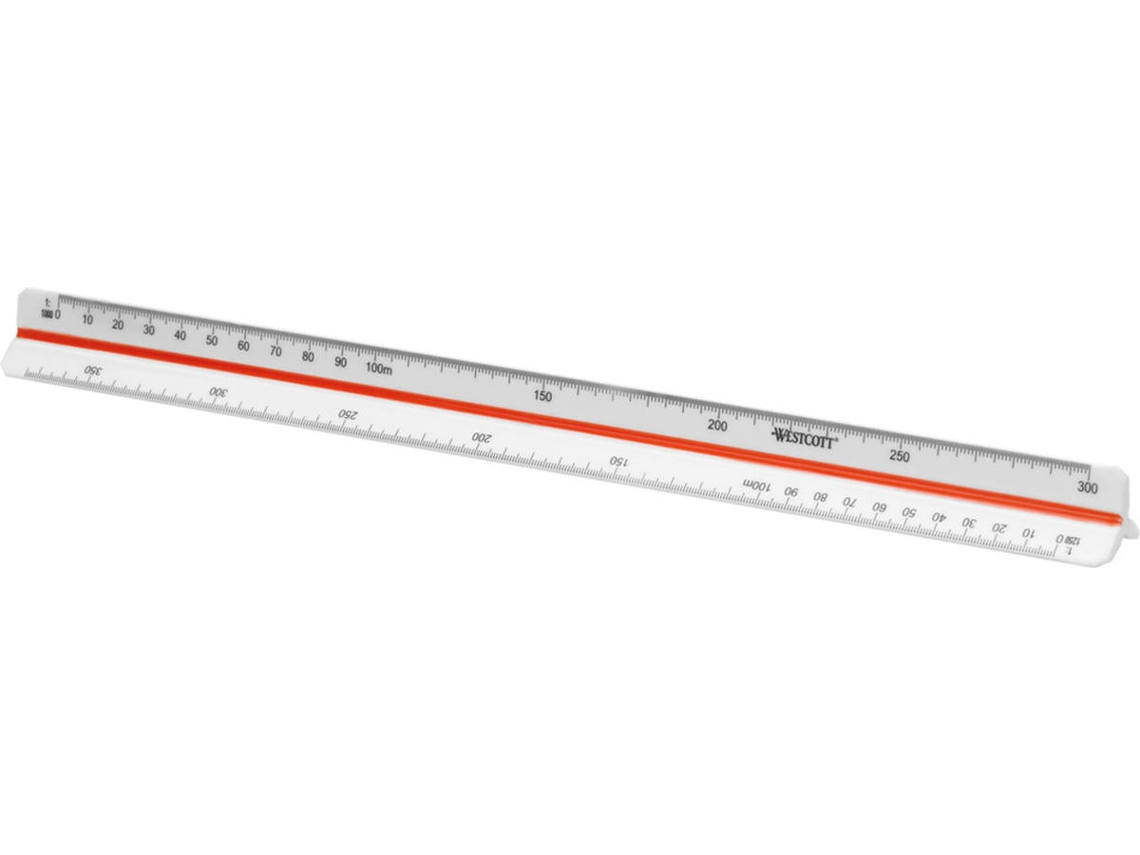 Régua WESTCOTT de Escala Triangular 1.500-1.2500 (Branco e Vermelho)