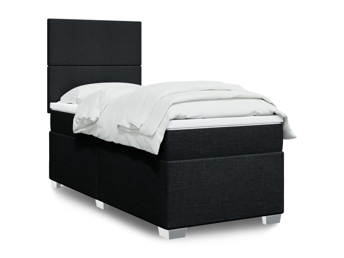 Cama com molas/colchão 90x190 cm tecido preto