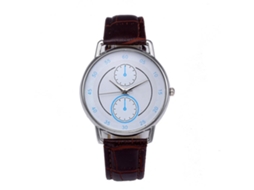 Relógio de quartzo unissex com pulseira ajustável simples e elegante (mostrador azul, pulseira marrom)