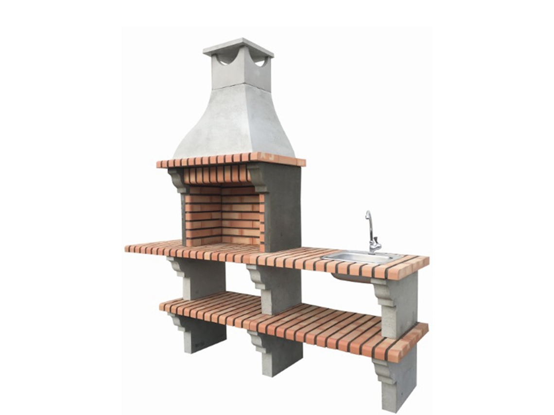 Churrasqueira ARTICIMENTOS Bbq Petra - com Lava - Louça, Produzida Em Tijolo e Cimento Refratário - 215x57x240cm