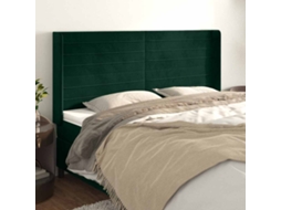Vidaxl Cabeceira Cama C/ Abas Veludo 203x16x118/128 Cm Verde-escuro