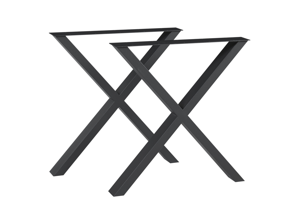 Conjunto de 2 Pés de Mesa Greith em Aço em Forma de X 72X69Cm Preto [EN.CASA]