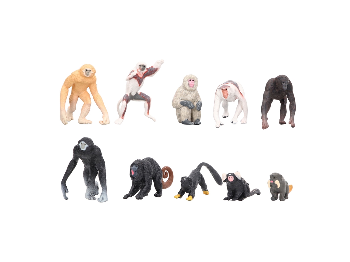Mali 10pcs Conjunto de Modelos de Primatas Macaco Gibão Orangotango Lemur Ornamentos de Plástico