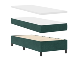 Cama Bospring Com Colchão & Banco Verde Escuro Veludo Vidaxl Floresta Fabric (80x200 Cm)