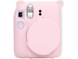Capa De Silicone De Encaixe Fino Para Instax Mini 12 , Estojo Macio Com Tampa De Lente Removível Rosa Panoona