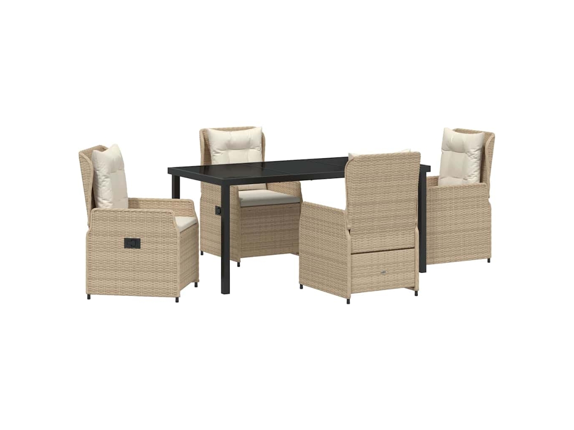 Maison Exclusive - Conjunto De Jantar Para Jardim 5 Pcs Bege E Cinza Claro Vime Pe