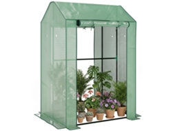 Estufa Jardim Com 2 Espaços E 2 Portas Enroláveis - 0,8 M² Estufa Tomates Dim.1x0,8x1,5h M, Aço E Pe