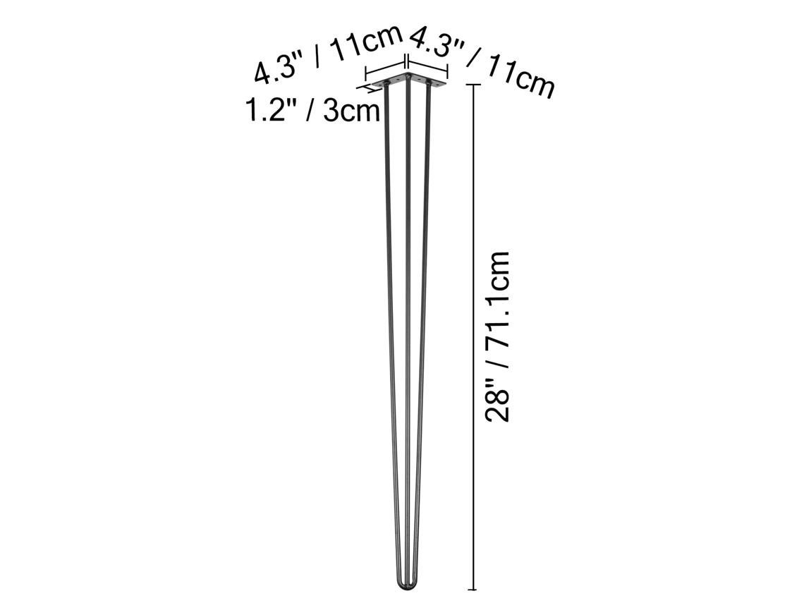 Pés De Mesa, Estilo Hairpin, Aço Durável, 28 Polegadas