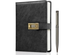 Diário Com Cadeado, Caderno A5 Em Couro Pu, 240 Páginas, Vintage Senha, Inclui Caneta, 21,8 X 14, 7