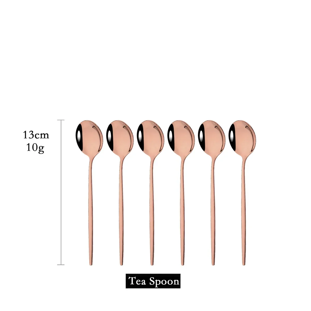 Colher de Chá, Aço Inoxidável, Utensílios de Cozinha MDUG (ouro Rosa, 6pcs)