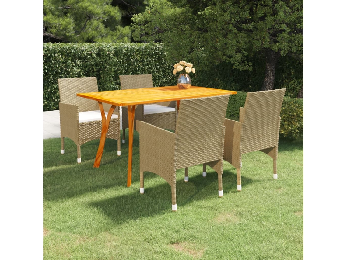 Vidaxl 5 Pcs Conjunto De Jantar Para Jardim Bege