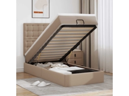 Vidaxl Cama Otomana Com Colchão 100x200 Cm Couro Artificial Cappucino