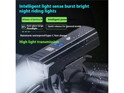 Bikight Farol Inteligente Sensor Luz Bateria 1500mah Ip Usb Guidão Segurança Ciclismo Noturno Trilhas Montanhas