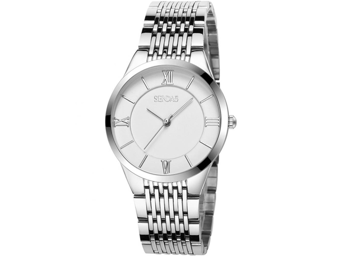 Reloj De Pulsera De Aleación Impermeable Moda Dial Redondo Analógico Cuarzo Hombre Blanco