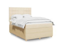 Vidaxl Cama com Molas/colchão 140x200 Cm Tecido Cor Creme