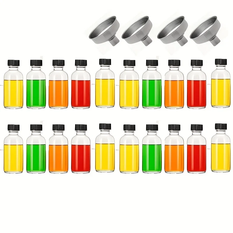 (20 X 60ml) Garrafas De Vidro Modernas Com Tampa, Ideais Para Suco De Gengibre, Óleo, Etc. Lavar À Mão Apenas. Livre De Bpa.