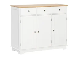 Aparador de Cozinha Mdf e Madeira de Borracha Cor Branco 101x40x85 cm Homcom