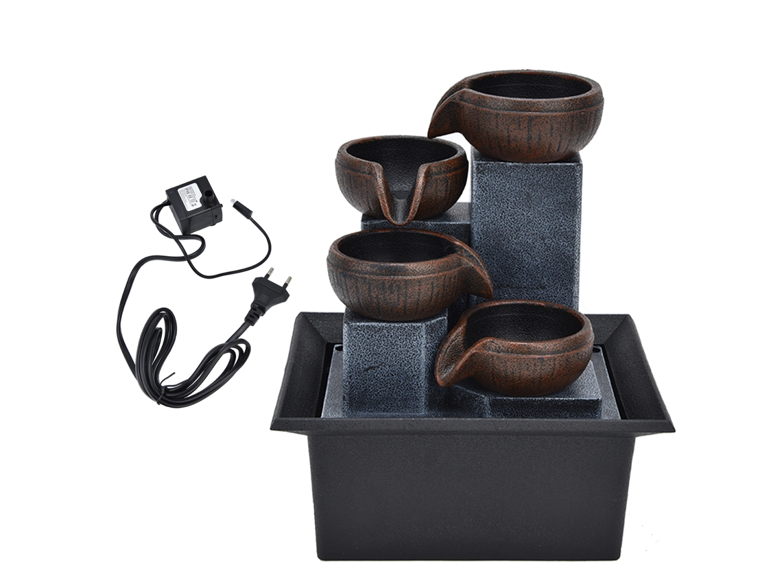 Fontana de Mesa com Luz Led Amarela Adorno Feng Shui Decoração Desktop Plugue Eu Ac220‑240v