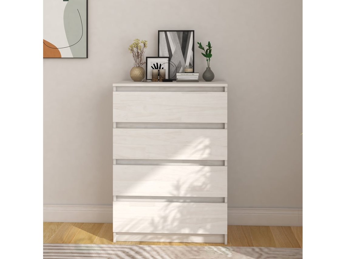 Mueble auxiliar de pino macizo 60x36x84 cm blanco