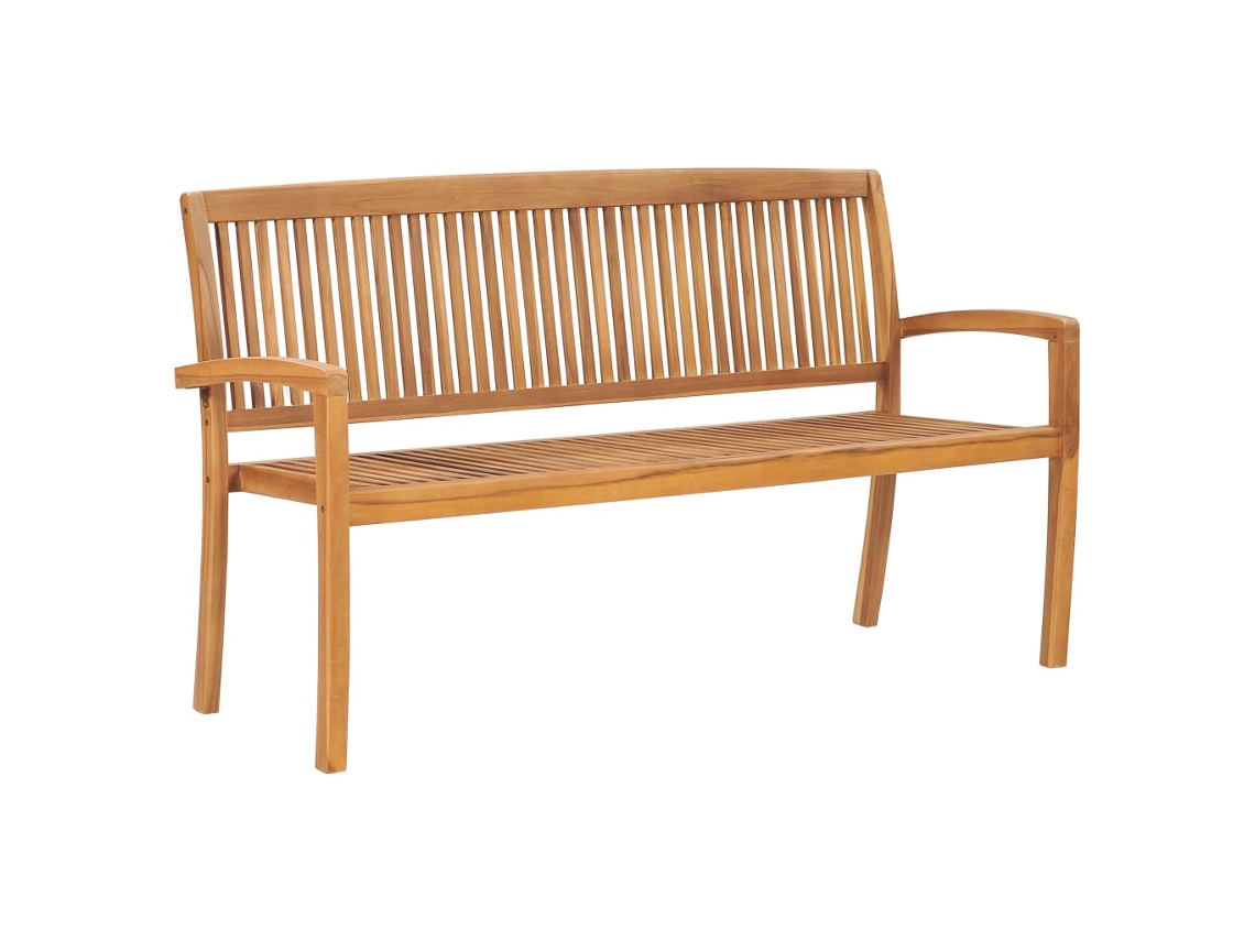 Maison Exclusive - Banco De Jardim Empilhável C/ Almofadão 159 Cm Teca Maciça