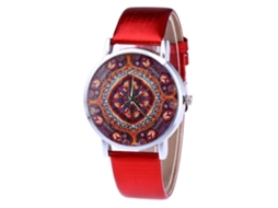Relógio feminino Zhoulianfa, analógico, de quartzo, com pulseira de PU (vermelho)