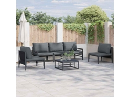 Vidaxl Conjunto De Sofá De Jardim 6 Unid. Preto Aço