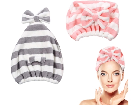 Toalha De Microfibra Para Cabelos Longos, Touca De Toalha De Cabelo Borboleta Azul E Rosa, Secagem De Cabelos Ultramacia E Superabsorvente Para