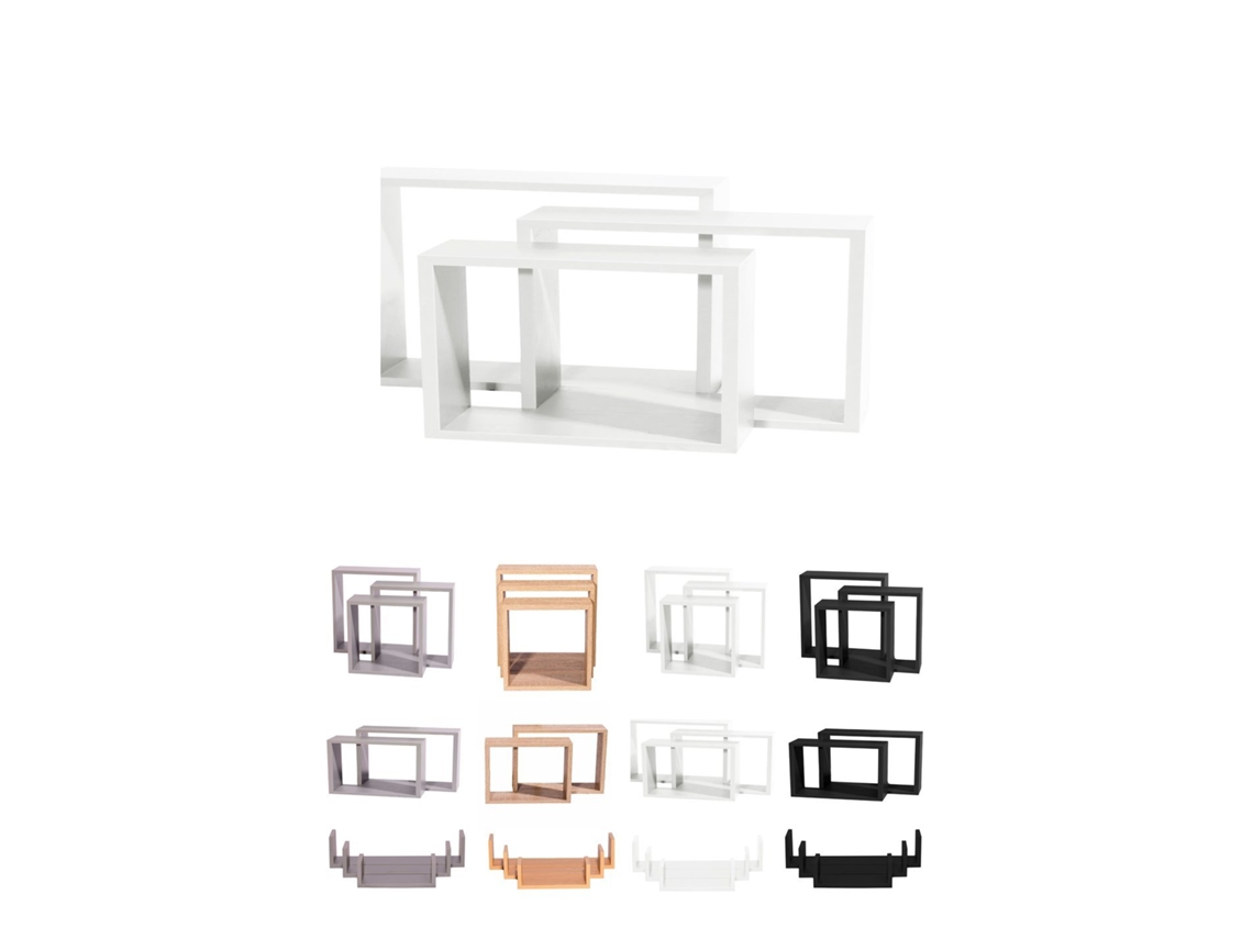 Estanterías De Pared - Baldas De Varios Niveles - Estantes Flotantes Con Fijación Invisible Blanco Diseño Rectangular
