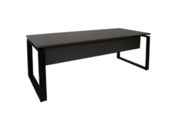 Mesa-Mesa com Saia. Estrutura metálica aberta preta. 180x60cm. Cinza. OFILIKE