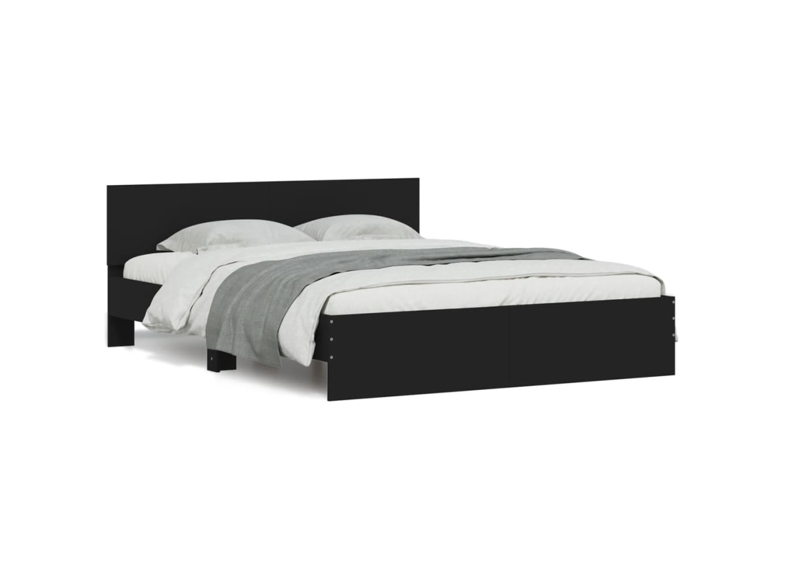 Estrutura de Cama com Cabeceira 150x200 Cm Preto MAISON EXCLUSIVE